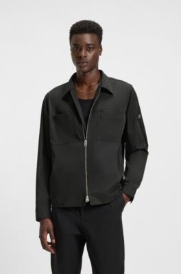 Oversized-fit shirt in water-repellent canvas, Black