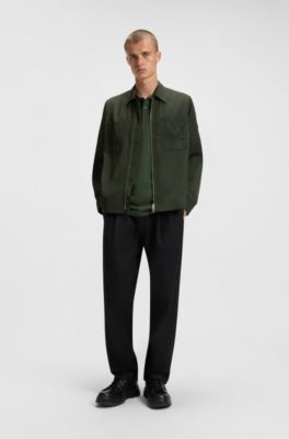 Camisa con ajuste oversized fit en lona repelente al agua, Verde oscuro