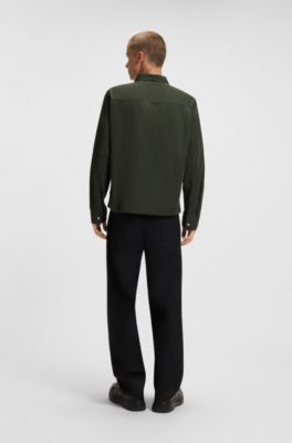 Camisa con ajuste oversized fit en lona repelente al agua, Verde oscuro