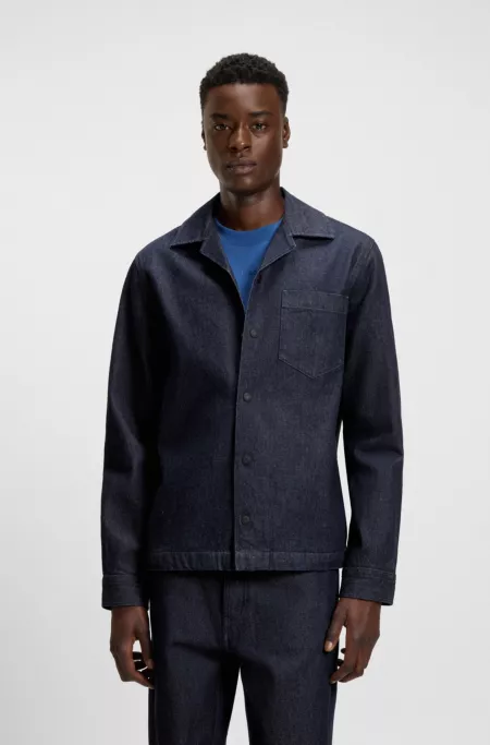 Oversized-fit overshirt in Japanese rigid denim