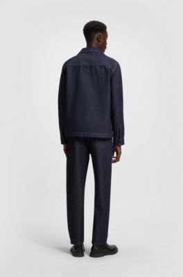 Sobrecamisa oversize fit en tejido denim r&iacute;gido japon&eacute;s, Azul oscuro