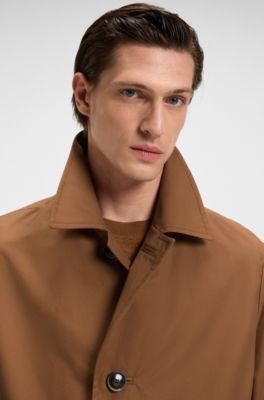 Water-repellent coat in cotton-blend twill, Brown