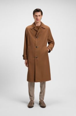 Water-repellent coat in cotton-blend twill, Brown
