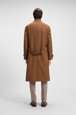 Water-repellent coat in cotton-blend twill, Brown