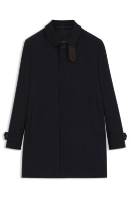 Manteau d&eacute;perlant en laine vierge, Bleu fonc&eacute;
