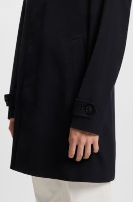 Manteau d&eacute;perlant en laine vierge, Bleu fonc&eacute;