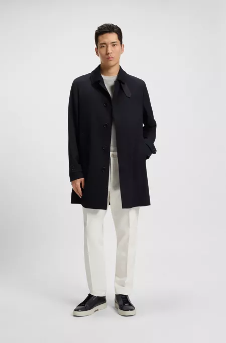 Regular-fit water-repellent coat in wool