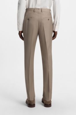 Traje slim fit de dos piezas en lana virgen, Caqui