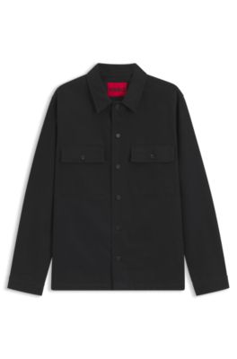 Camisa oversize fit en sarga de algod&oacute;n, Negro