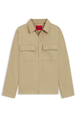 Chemise Oversize en gabardine de coton avec poches poitrines, Beige