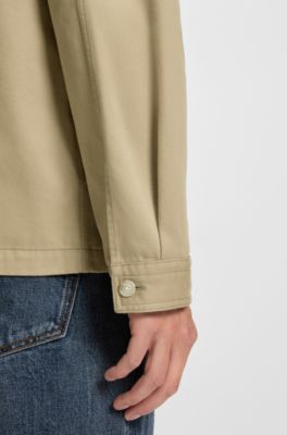 Oversized-fit shirt in cotton gabardine, Beige