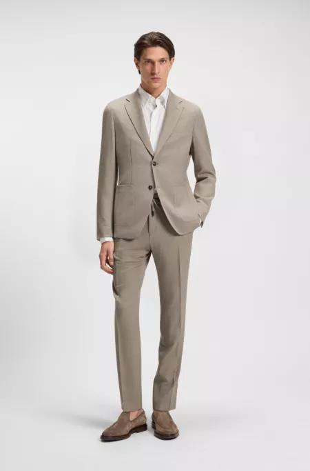 Slim-fit jacket in virgin wool and silk