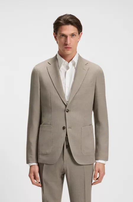 Slim-fit jacket in virgin wool and silk