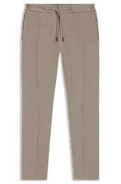 Pantalon Slim en laine et soie à micro motif
