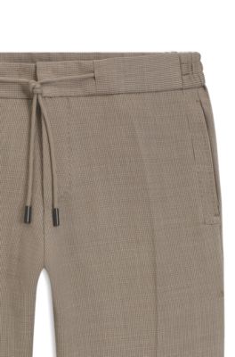 Micro-patterned slim-fit trousers in wool and silk, Khaki