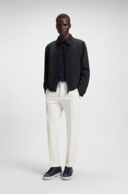 Slim-fit jacket with water-repellent finish, Azul oscuro