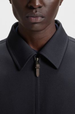 Slim-fit jacket with water-repellent finish, Azul oscuro