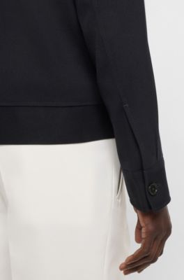 Slim-fit jacket with water-repellent finish, Bleu fonc&eacute;