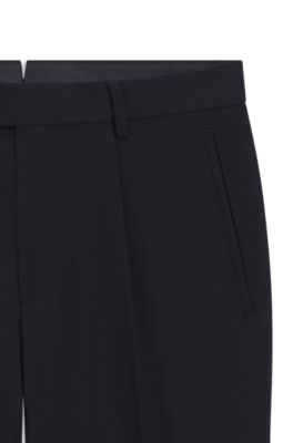 Pantalones regular fit de lana virgen repelente al agua, Azul oscuro
