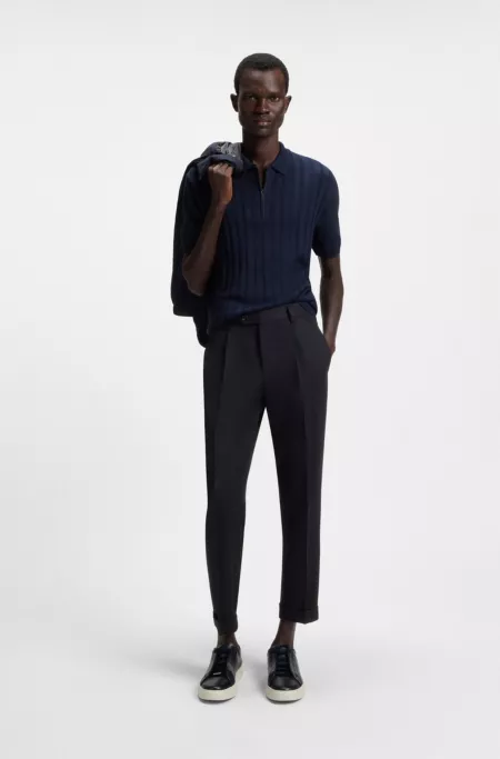 Water-repellent relaxed-fit trousers in virgin wool