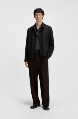 Camisa oversize fit de sarga brillante, Negro