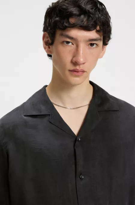 Oversized-fit shirt in lustrous twill