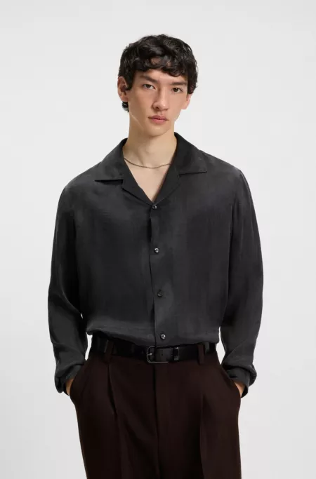Oversized-fit shirt in lustrous twill