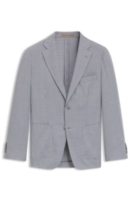 Blazer slim fit de lana virgen y seda, Plata