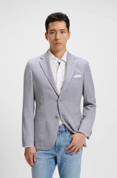 Slim-fit jacket in virgin wool and silk