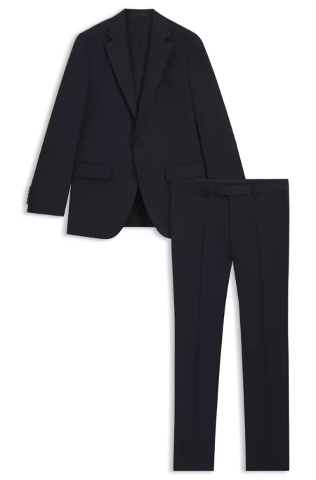 Patterned slim-fit suit in stretch wool