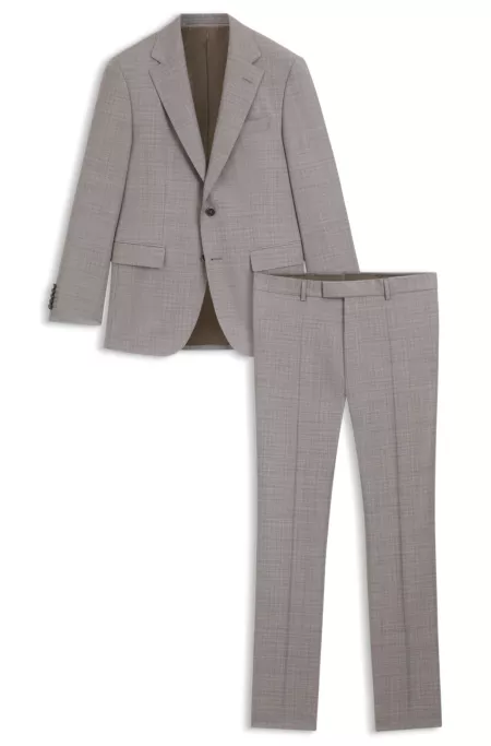 Checked regular-fit suit in virgin wool
