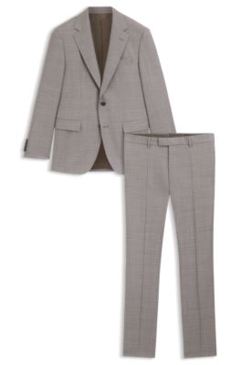 Traje regular fit en lana virgen a cuadros, Gris