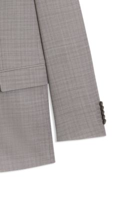 Costume Regular en laine vierge &agrave; carreaux, Gris