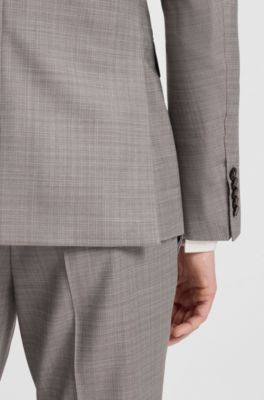 Traje regular fit en lana virgen a cuadros, Gris