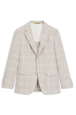 Regular-fit jacket in checked cloth, White