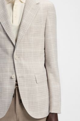 Regular-fit jacket in checked cloth, White