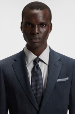 Traje slim fit de lana virgen y seda, Azul oscuro