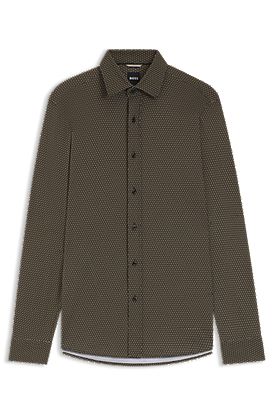 Slim-fit shirt in cotton with monogram print