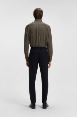 Monogram-print slim-fit shirt in stretch cotton, Beige