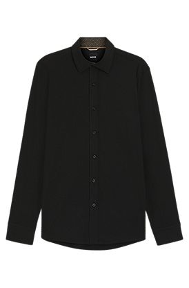 Slim-fit shirt in melange stretch cotton