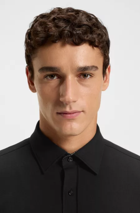 Slim-fit shirt in melange stretch cotton