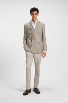 Slim-fit shirt in melange stretch cotton, Blanco