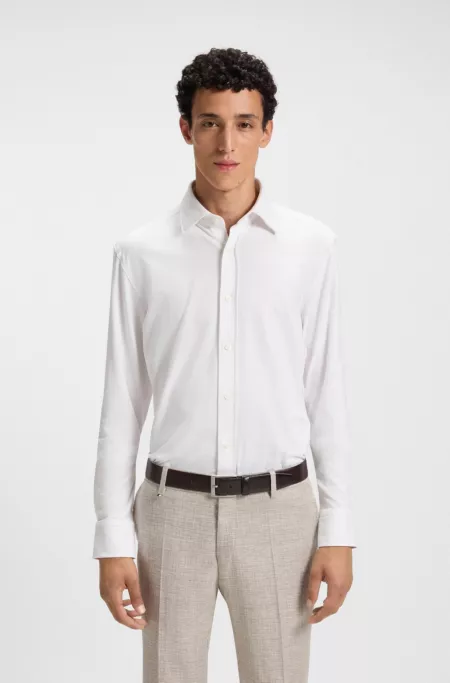 Slim-fit shirt in melange stretch cotton