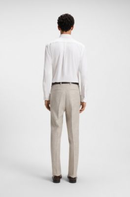 Slim-fit shirt in melange stretch cotton, White