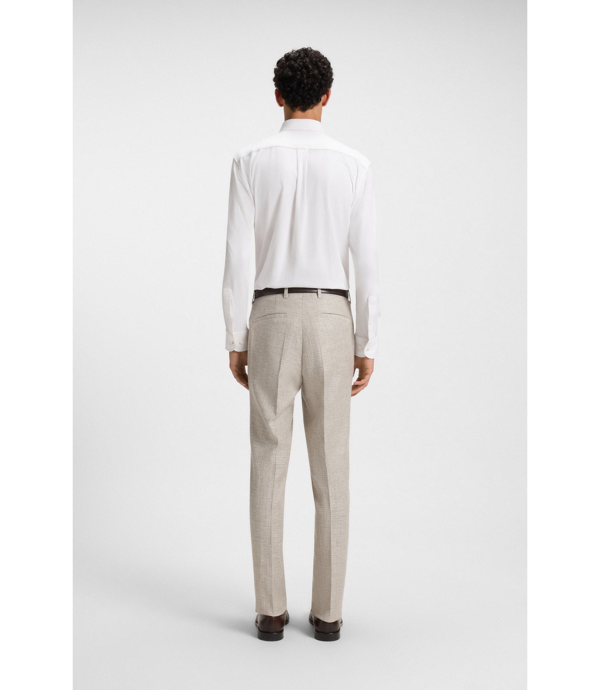 BOSS - Slim-fit shirt in melange stretch cotton - White