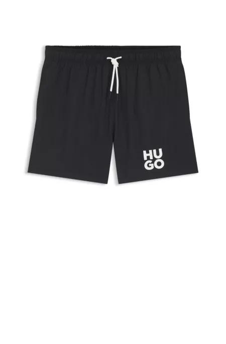 Quick-dry swim shorts with printed stacked logo