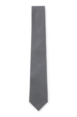 Diagonal-stripe tie in Italian silk jacquard