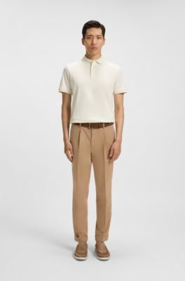 Regular-fit trousers in cotton-blend twill, Brown