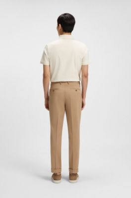 Regular-fit trousers in cotton-blend twill, Brown