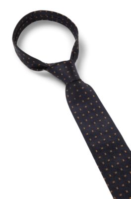 Patterned tie in Italian-made silk jacquard, Dark Blue